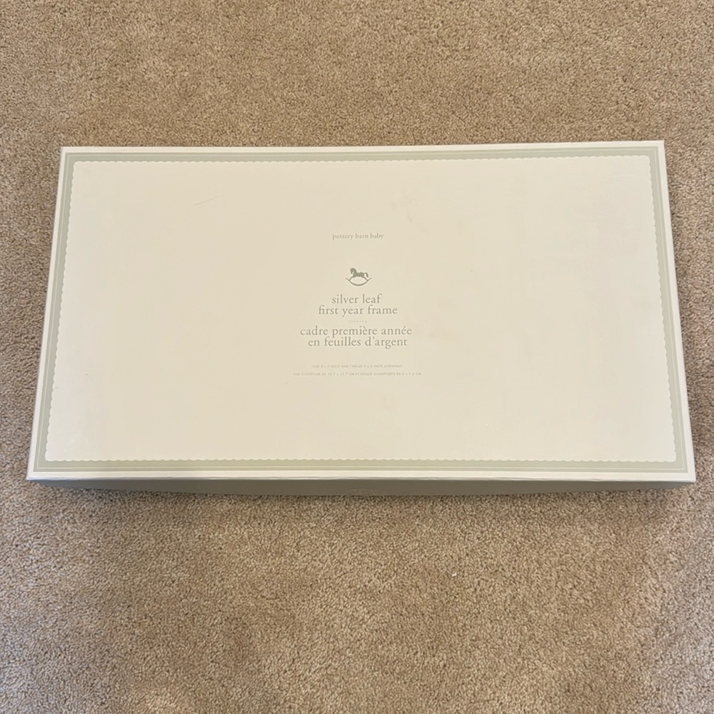 Pottery Barn Baby silver leaf first year frame, never opened or used!